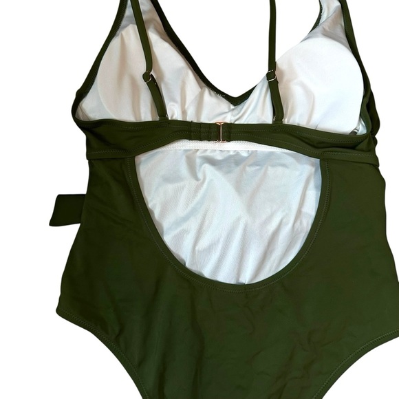 Shade & Shore One Piece Green Bathing Suit Tie front Sz M - Picture 9 of 9